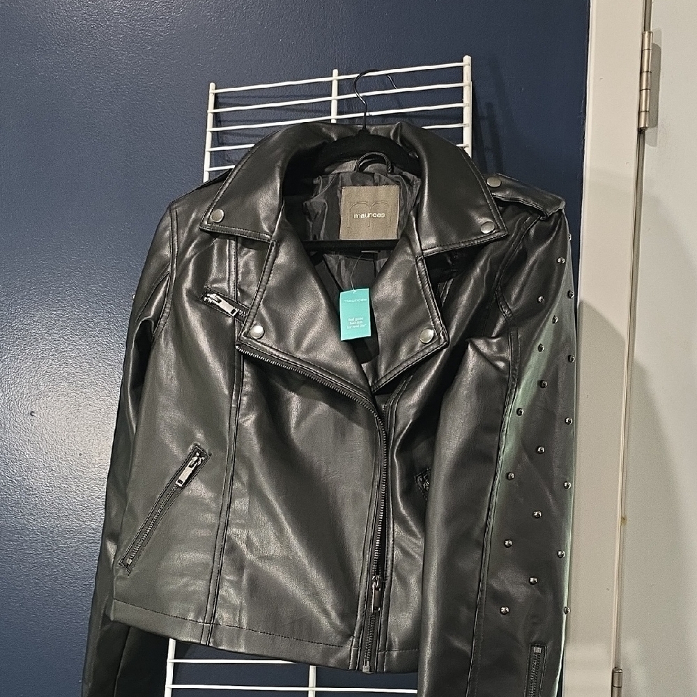 Maurices Black Leather Studded Jacket